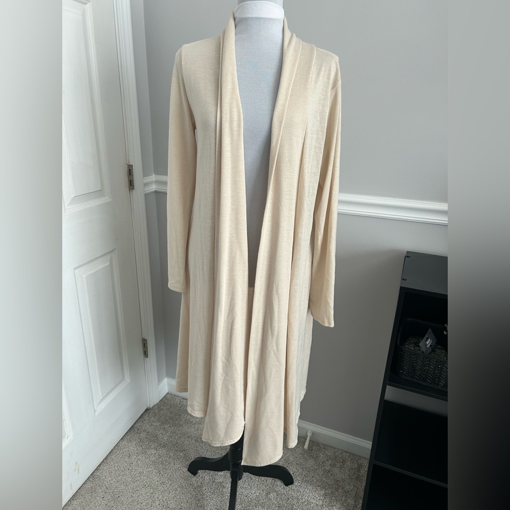 Cream Open Front Cardigan